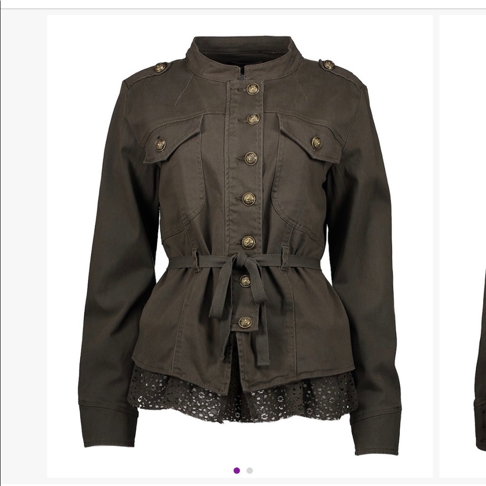Olive eyelet trim jacket Size XL brand new no tags